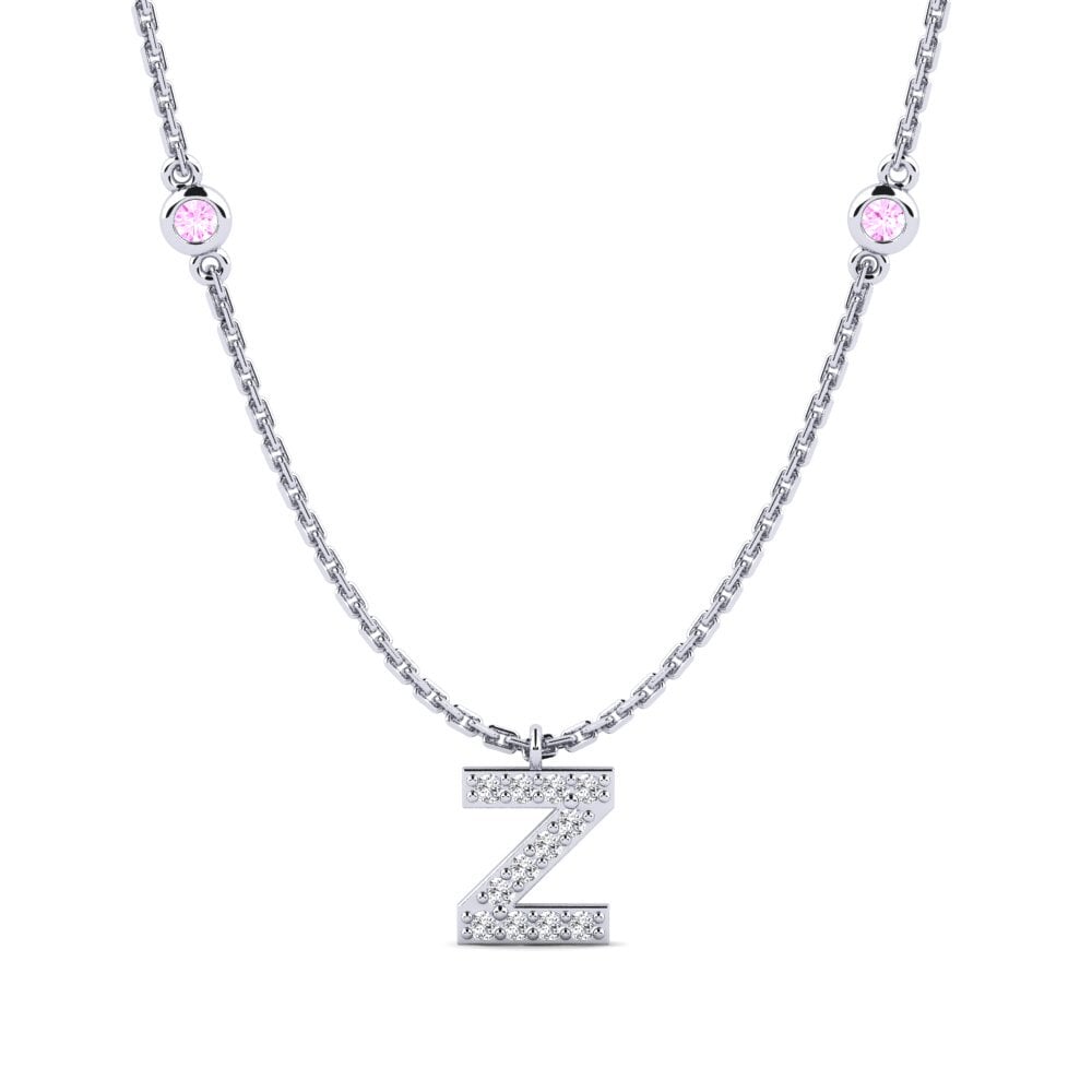 950 Platin Rosa Saphir Damen halskette Kani - Z