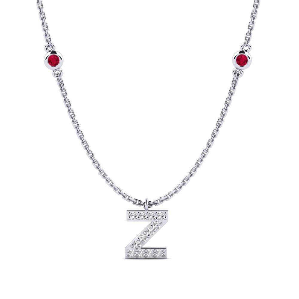 950 Palladium Rubin Damen halskette Kani - Z