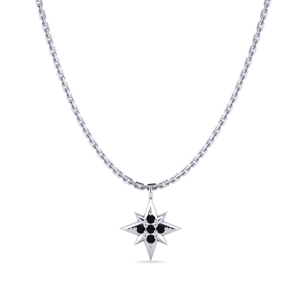 14ct White Gold Black Diamond Women's Necklace Lerado