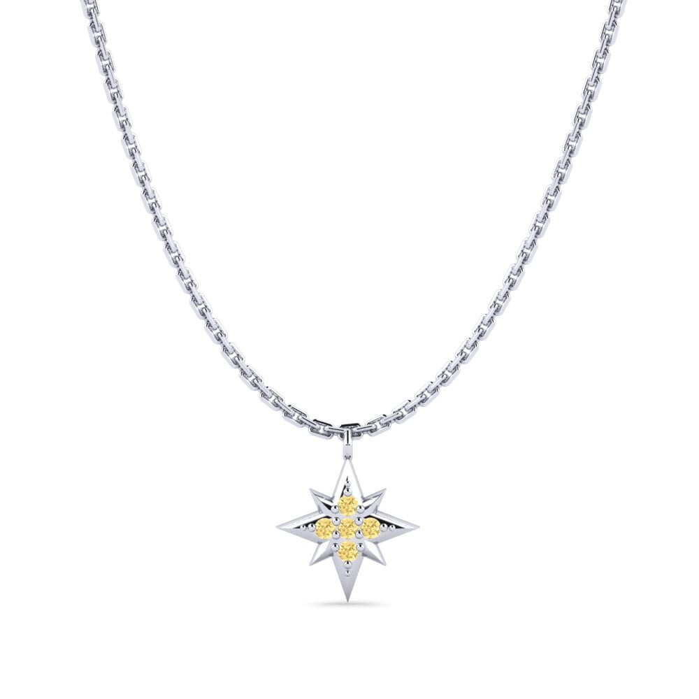 Paladio 950 Diamante Amarillo Collar de Mujer Lerado