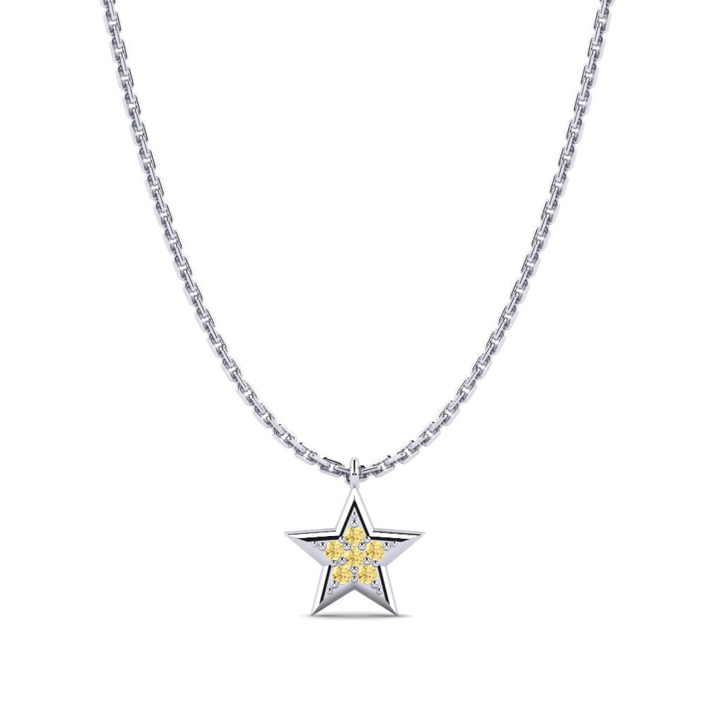 Paladio 950 Diamante Amarillo Collar de Mujer Mashiripiti