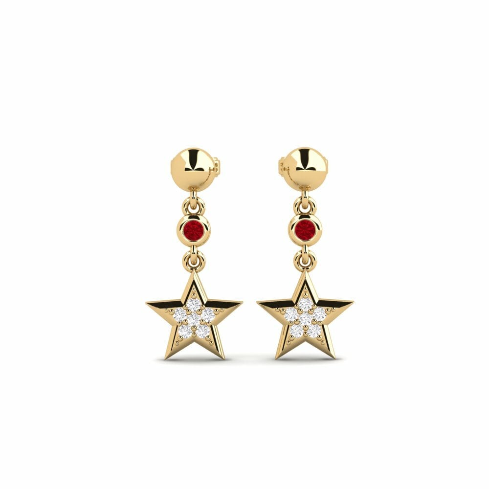 Zircone Rouge Boucle d'oreille femme Regitze