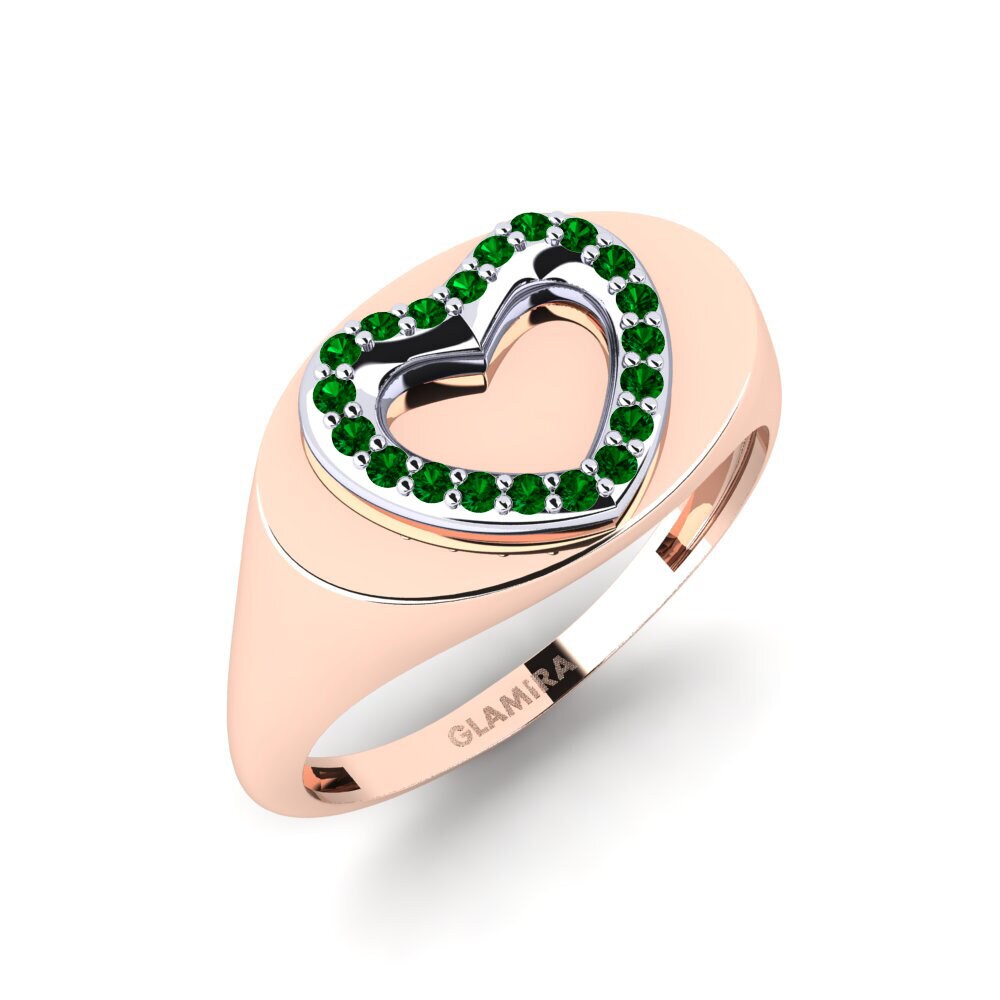 Or Rose& Blanc 18k Zircone Vert Bague Sanyl