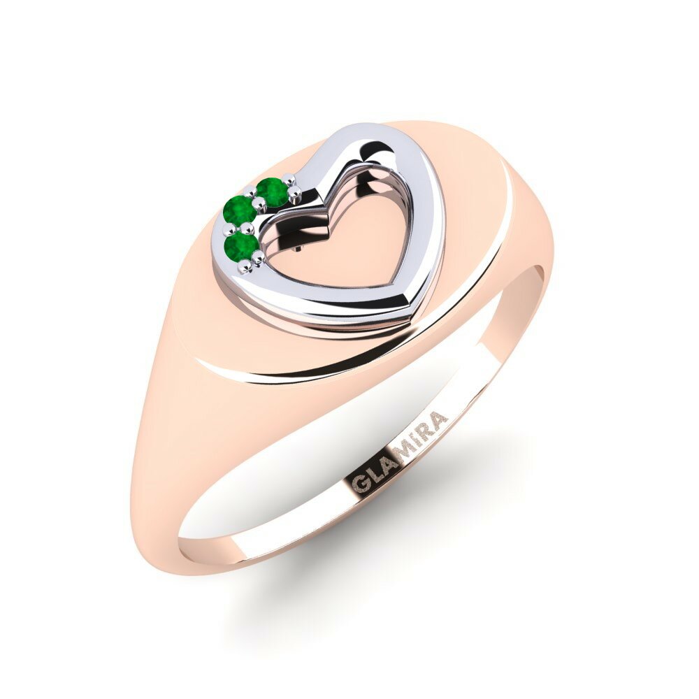 Or Rose& Blanc 14k Émeraude Bague Tibera