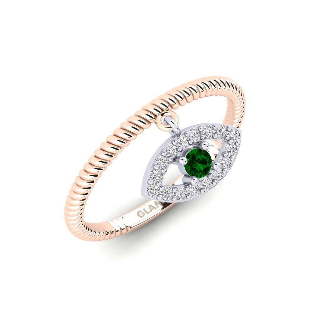 Or Rose& Blanc 18k Zircone Vert Bague Geana