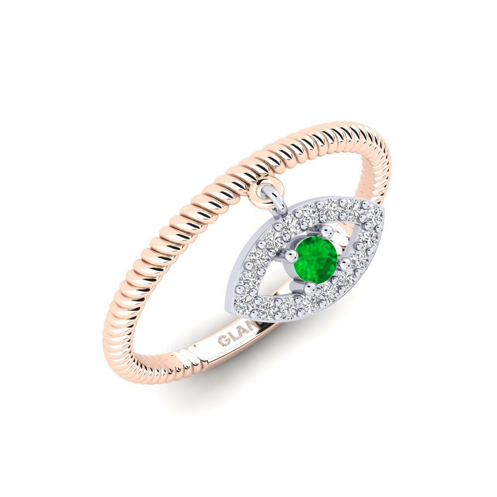 Or Rose& Blanc 14k Émeraude Bague Geana