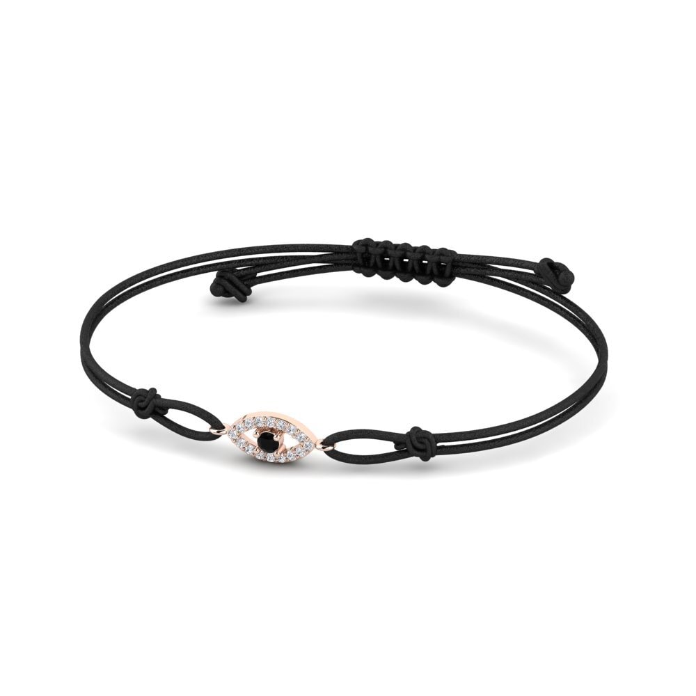 9ct Rose Gold Black Sapphire Cord Bracelet Oyevipper