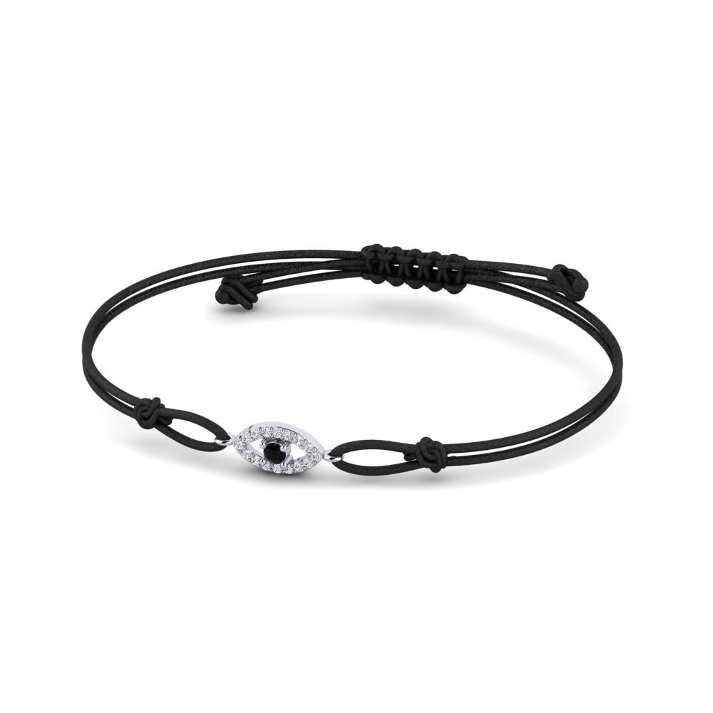 9ct White Gold Black Sapphire Cord Bracelet Oyevipper