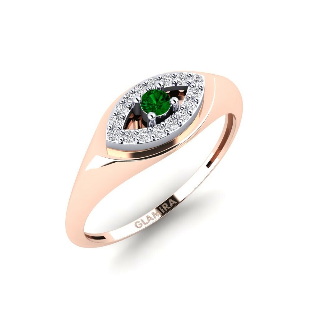 Or Rose& Blanc 18k Zircone Vert Bague Pestanya