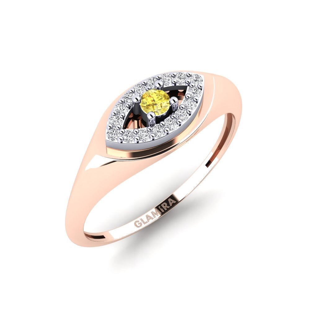 14k Oro Rosa & Blanco Zafiro amarillo Anillo Pestanya