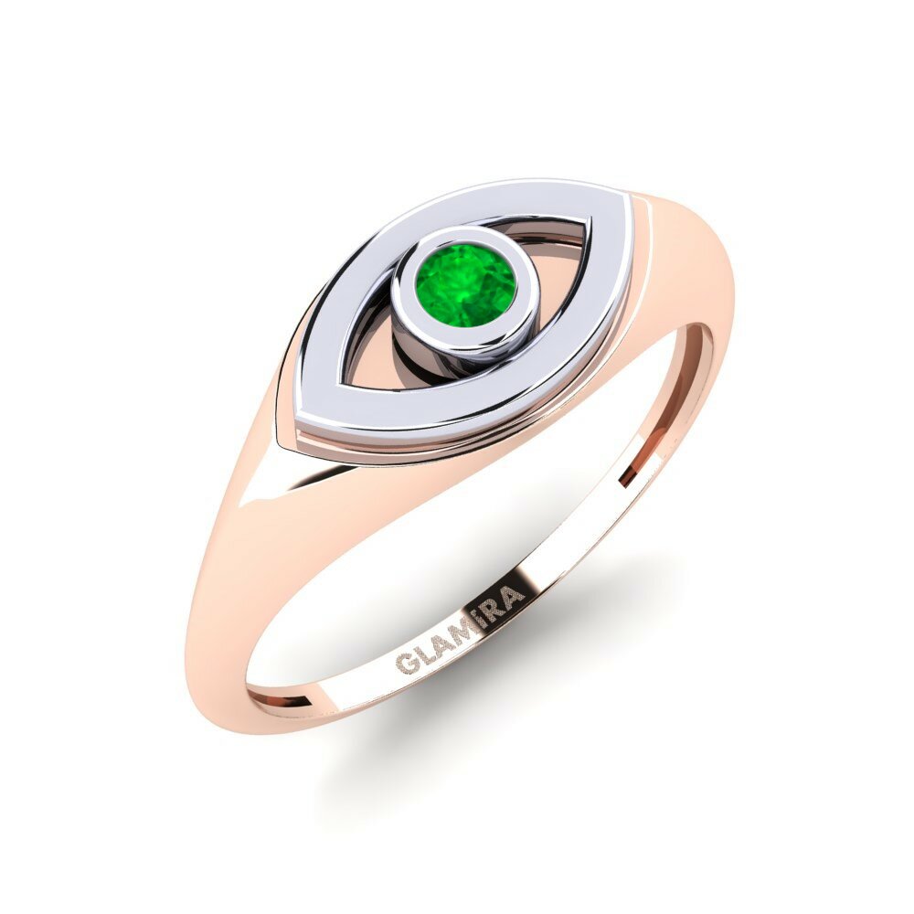 Or Rose& Blanc 14k Émeraude Bague Pilkon