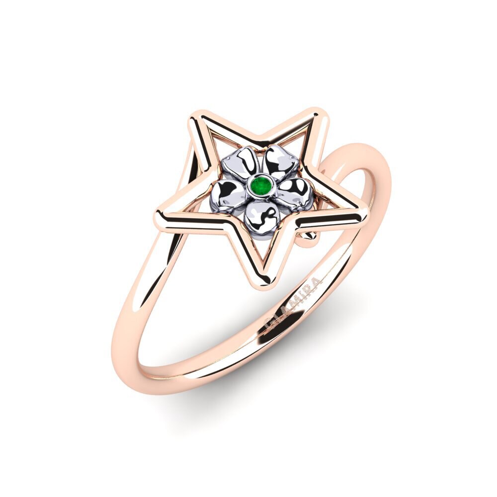 Or Rose& Blanc 14k Émeraude Bague Subvened