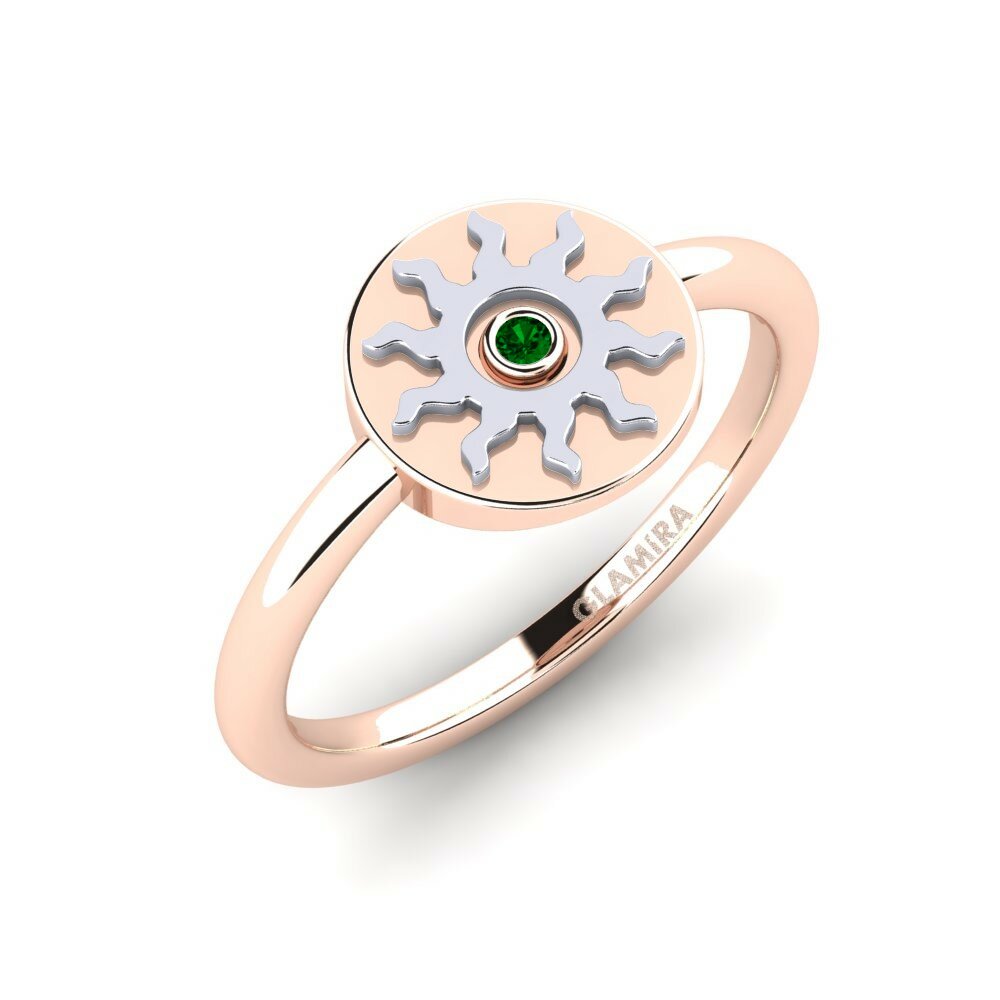 Or Rose& Blanc 18k Zircone Vert Bague Suturedas