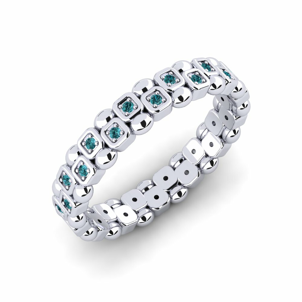 14ct White Gold Round Blue Diamond Ring Tanasre