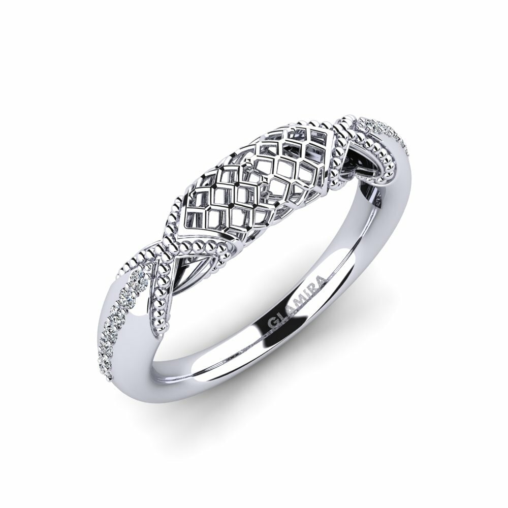 Or Blanc 585 Ronde Zircon Bague Thilldy