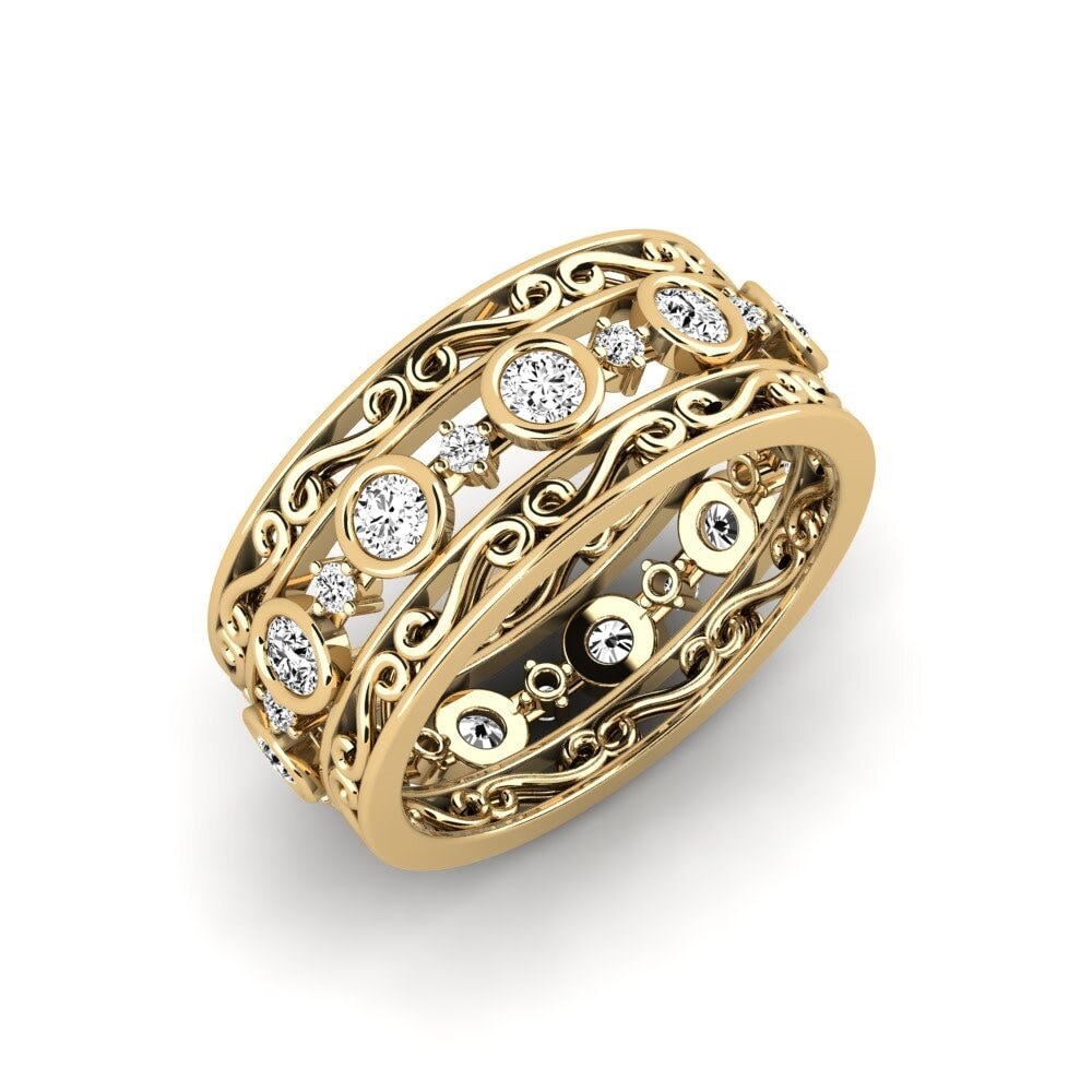 Or Jaune 14k Moissanite Bague Tlem