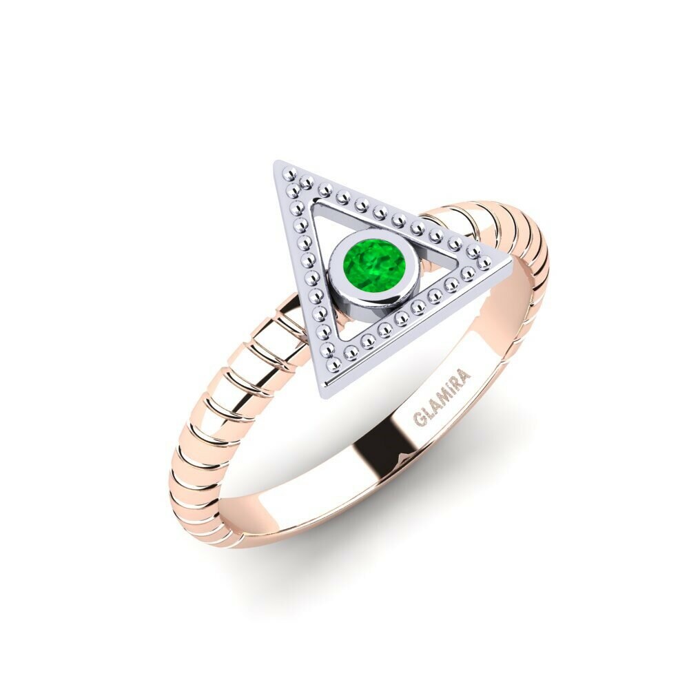Or Rose& Blanc 14k Émeraude Bague Tonus