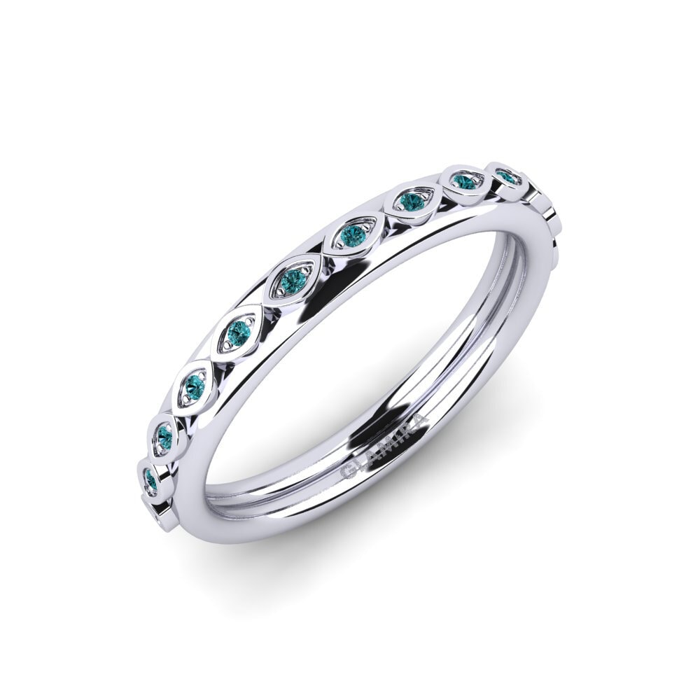 14ct White Gold Round Blue Diamond Ring Twattle