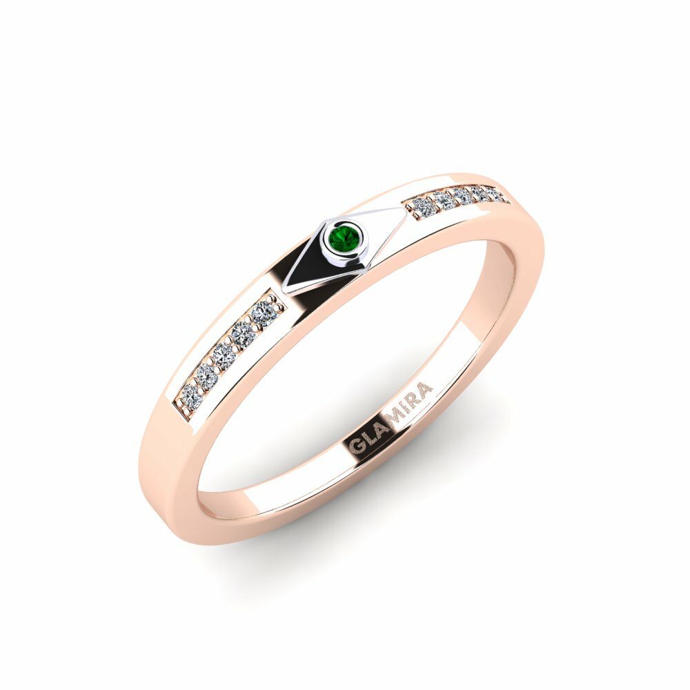 Or Rose& Blanc 18k Zircone Vert Bague Unfilled