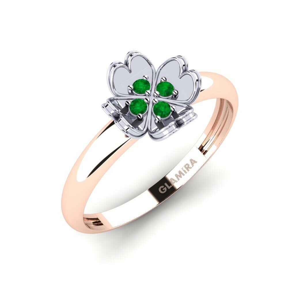 Or Rose& Blanc 14k Émeraude Bague Unwalked