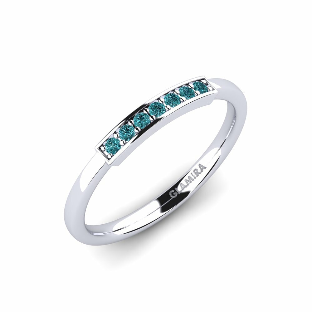 14ct White Gold Round Blue Diamond Ring Vanak