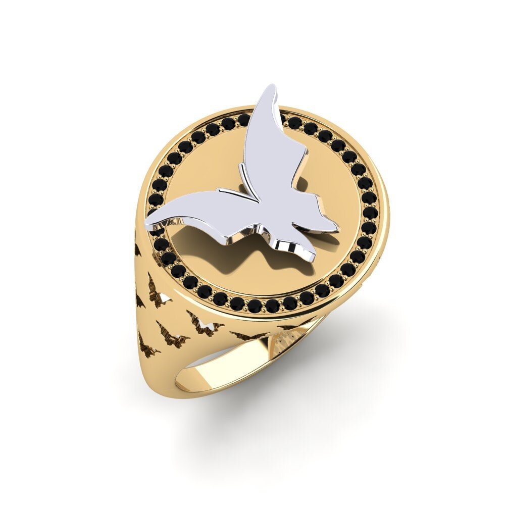 14k 黃白K金 黑色藍寶石 戒指 Veery
