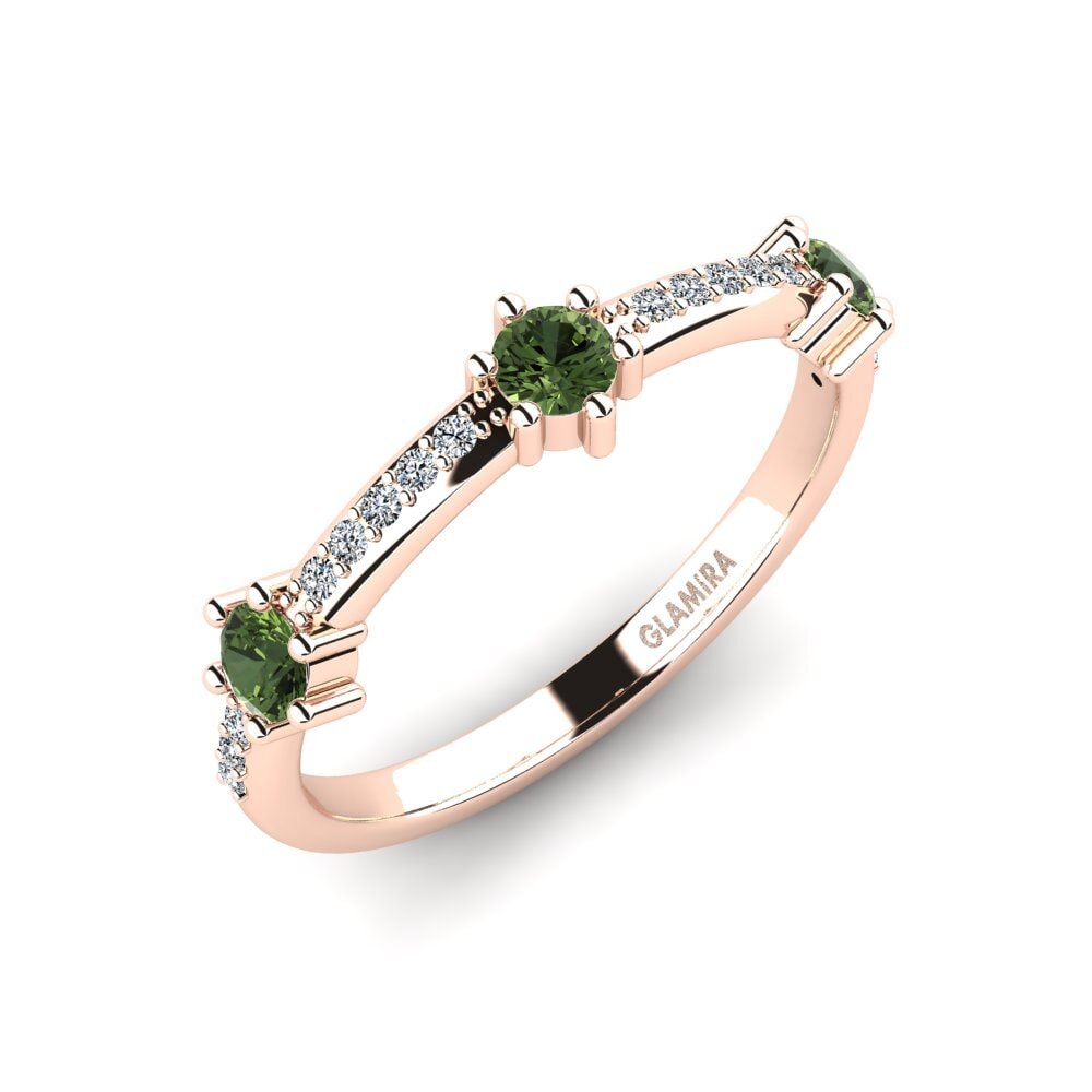 Or rose 14k Saphir vert Bague Veovler