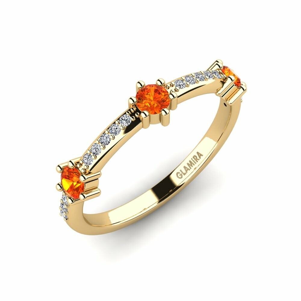 Or Jaune 18k Saphir orange Bague Veovler