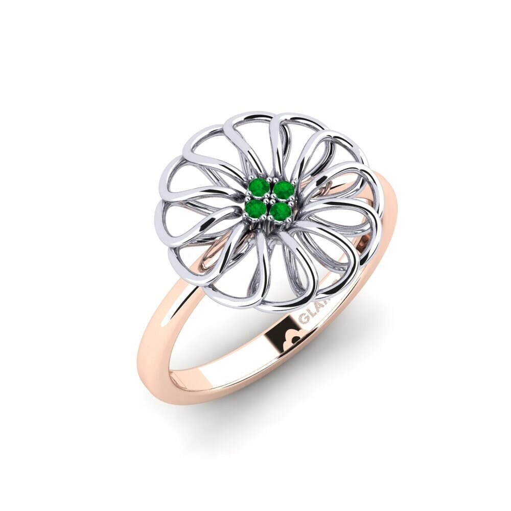 Or Rose& Blanc 14k Émeraude Bague Verbal