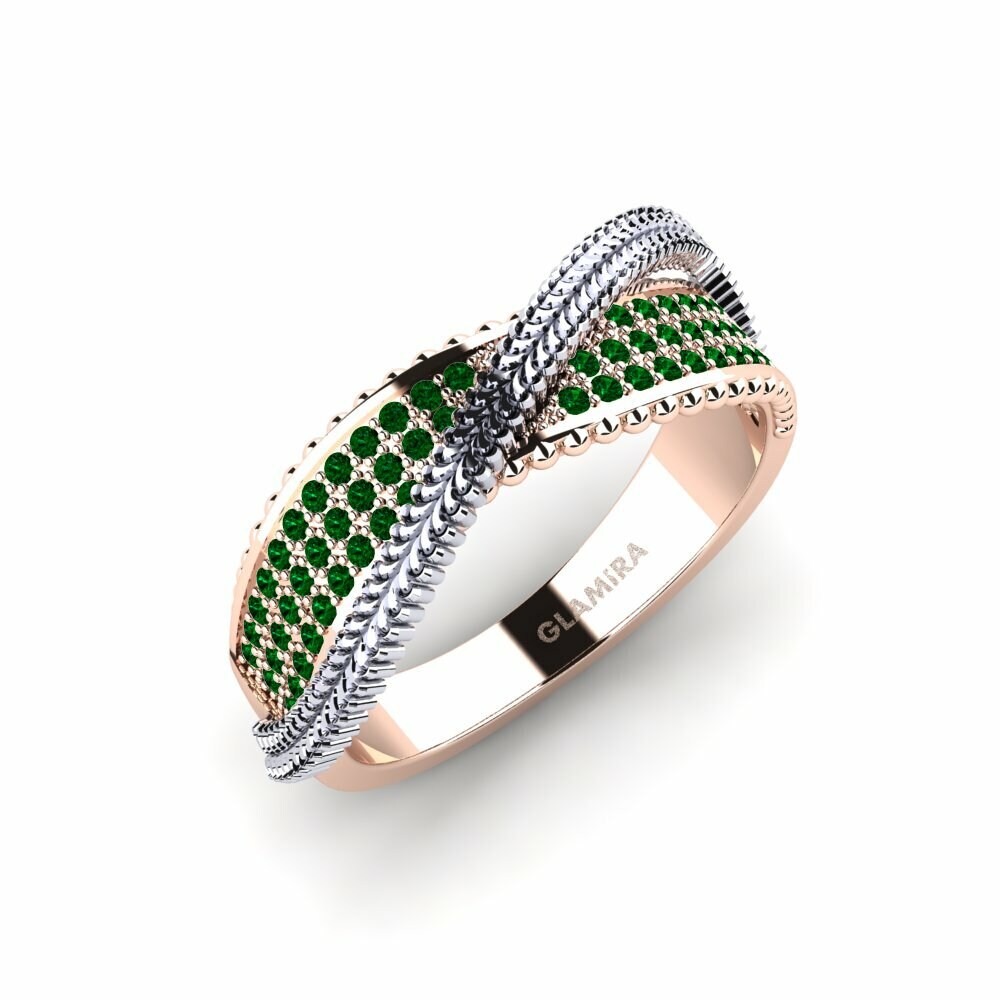 Or Rose& Blanc 18k Zircone Vert Bague Vhallarya