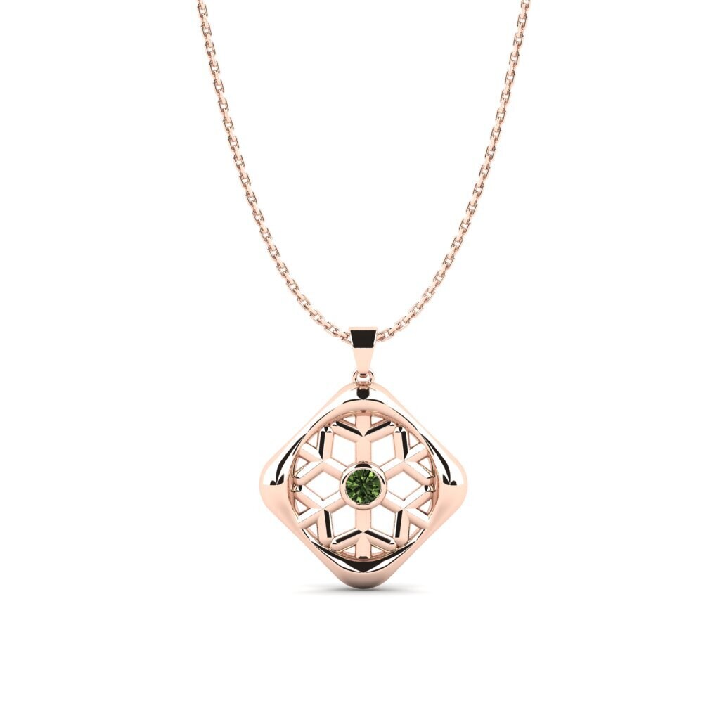14k Oro Rosa Zafiro Verde Colgante de Mujer Oteboo