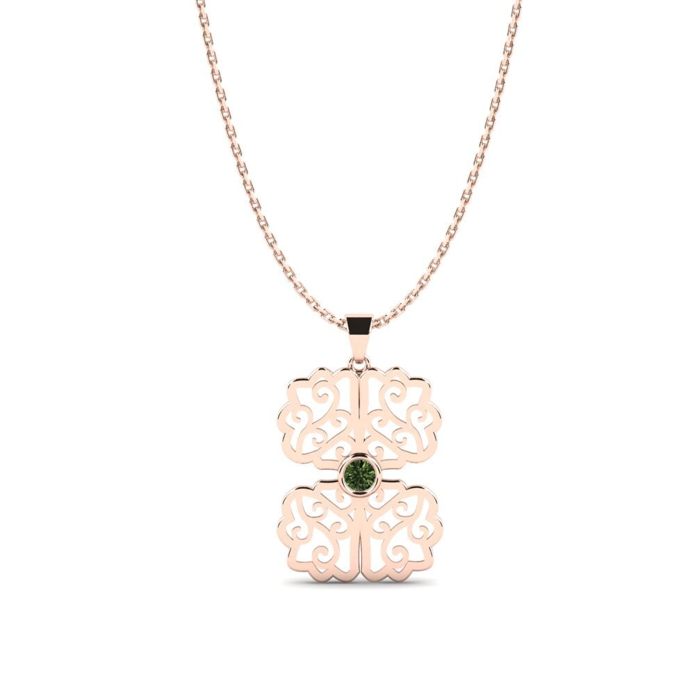 14k Oro Rosa Zafiro Verde Colgante de Mujer Otiotin
