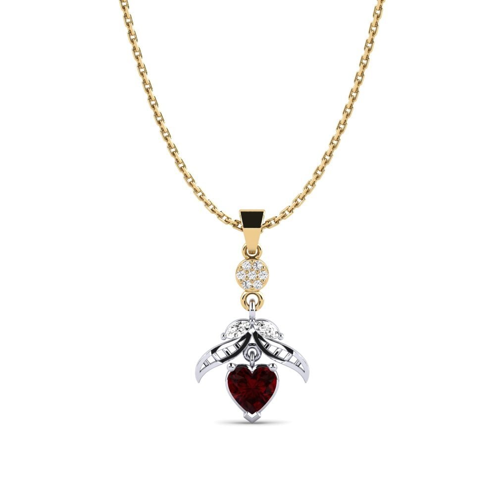 18k Oro Amarillo & Blanco Granate Colgante de Mujer Otvi