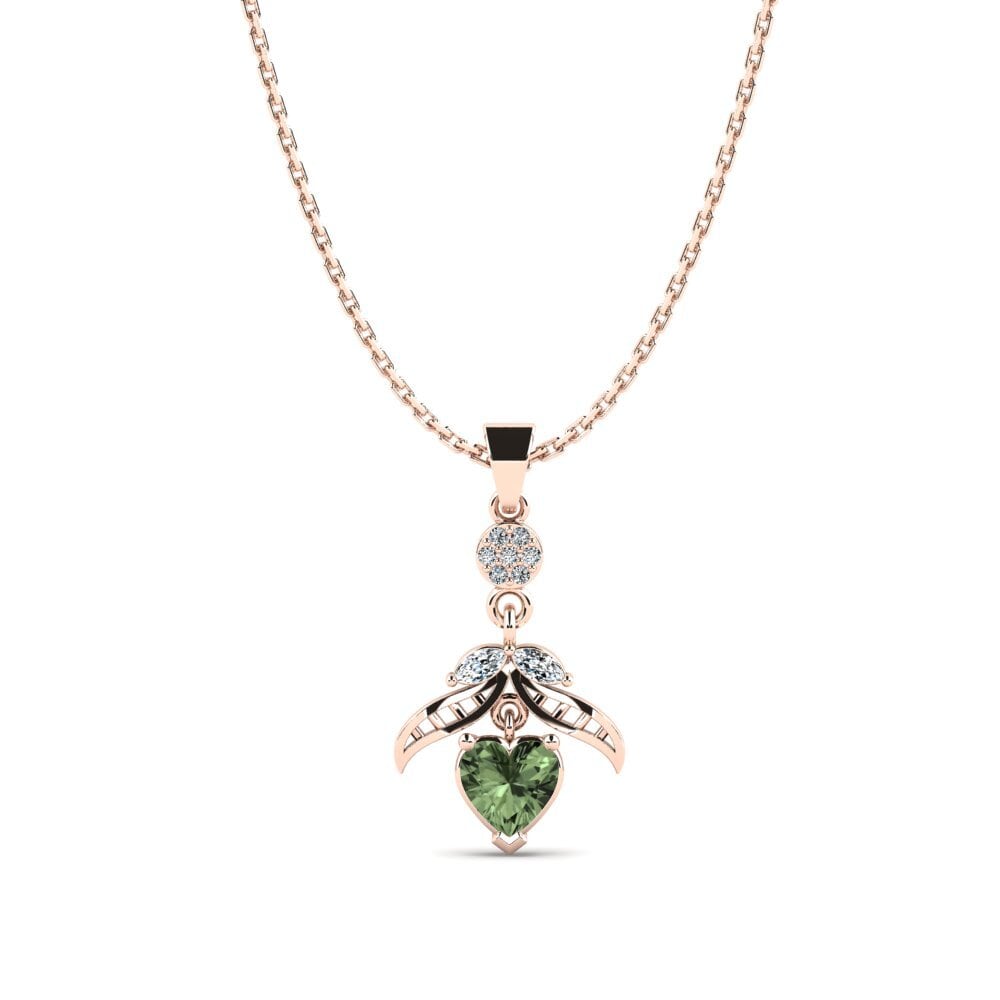 14k Oro Rosa Zafiro Verde Colgante de Mujer Otvi