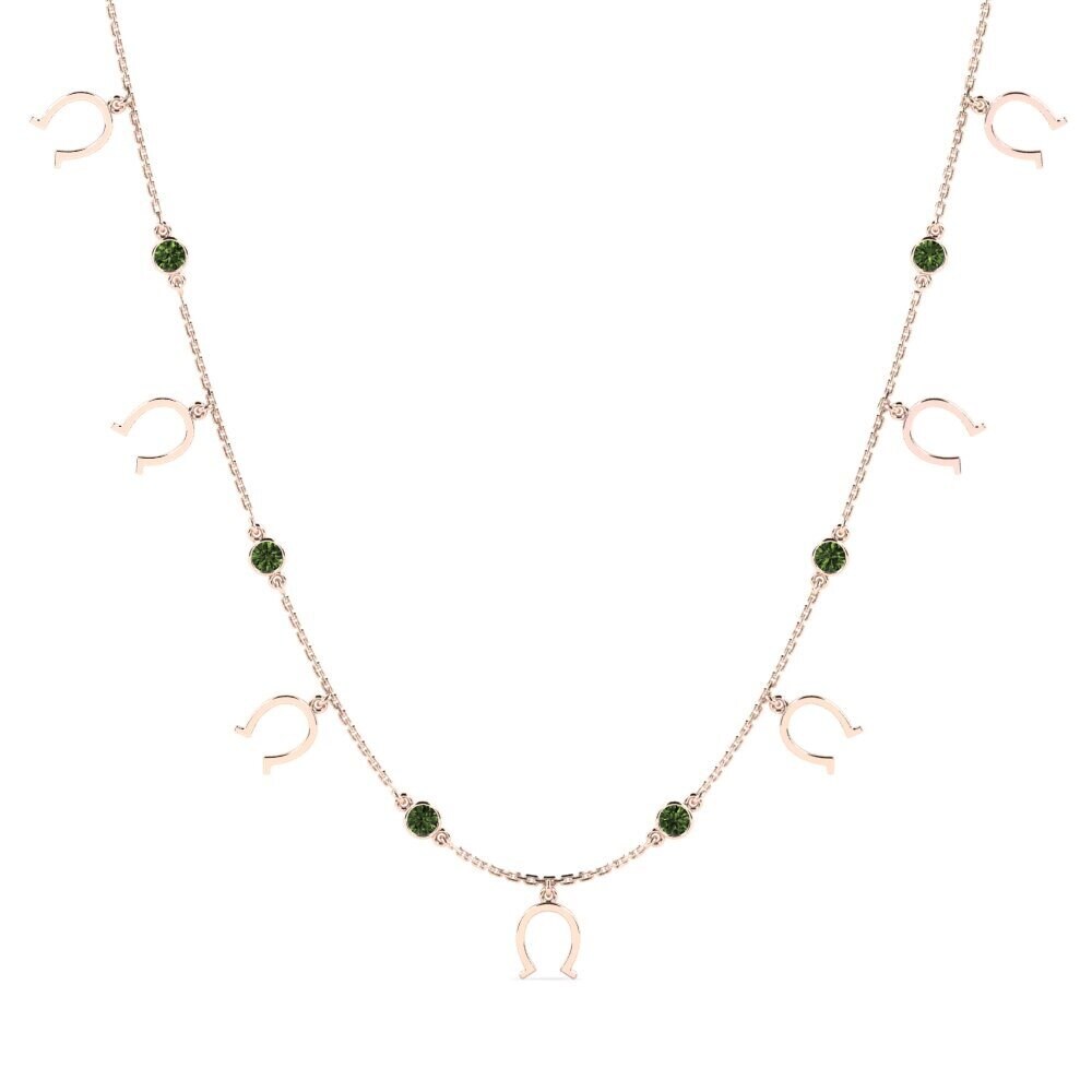 14k Oro Rosa Zafiro Verde Collar de Mujer Ouilicsd