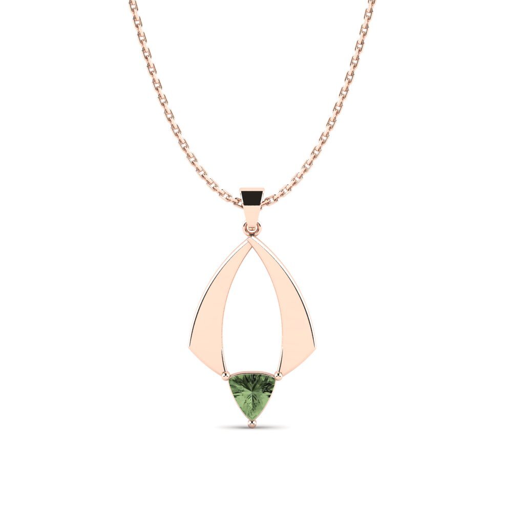14k Oro Rosa Zafiro Verde Colgante de Mujer Ouncer