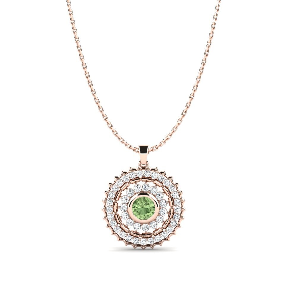14k Oro Rosa Zafiro Verde Colgante de Mujer Ovalt