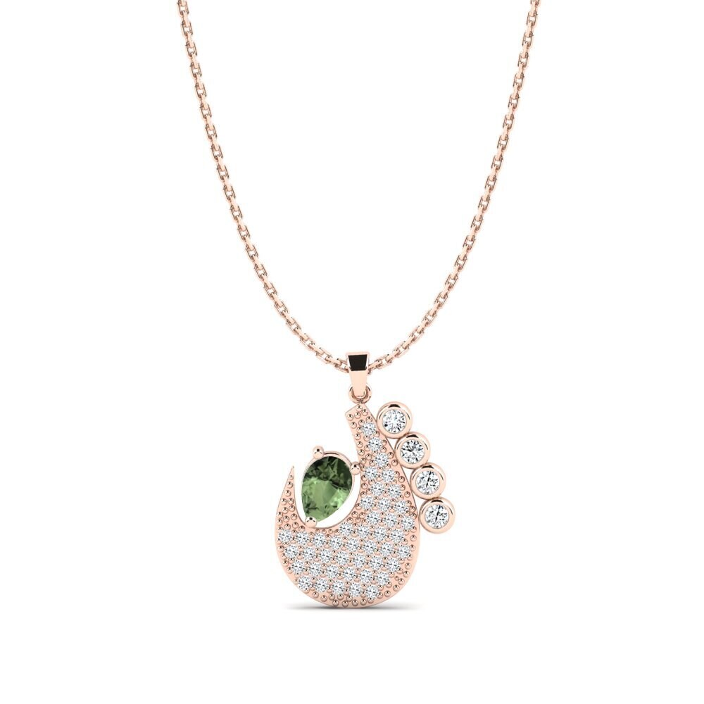 14k Oro Rosa Zafiro Verde Colgante de Mujer Owand