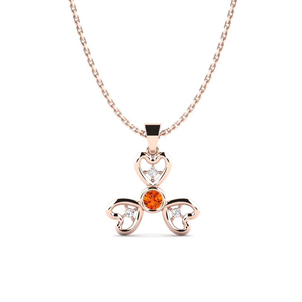 14k Oro Rosa Zafiro Naranja Colgante de Mujer Owangi