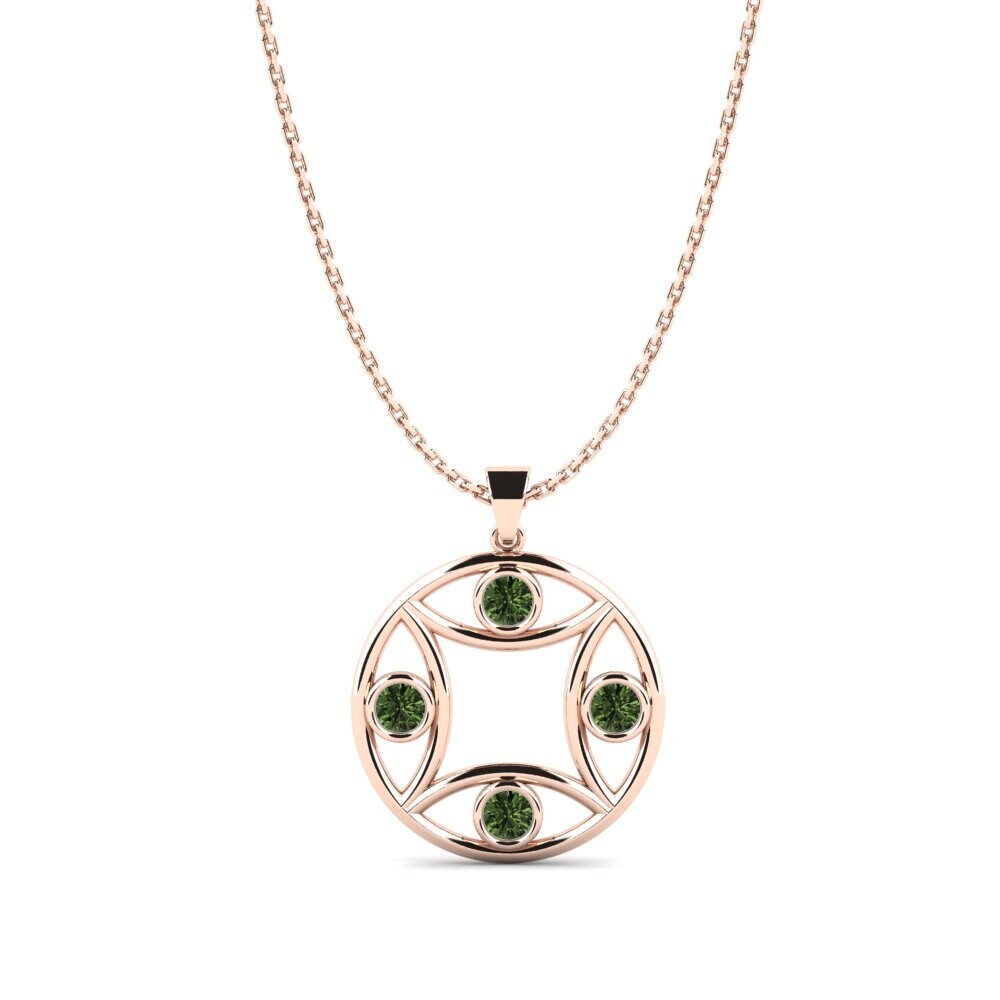 14k Oro Rosa Zafiro Verde Colgante de Mujer Owe
