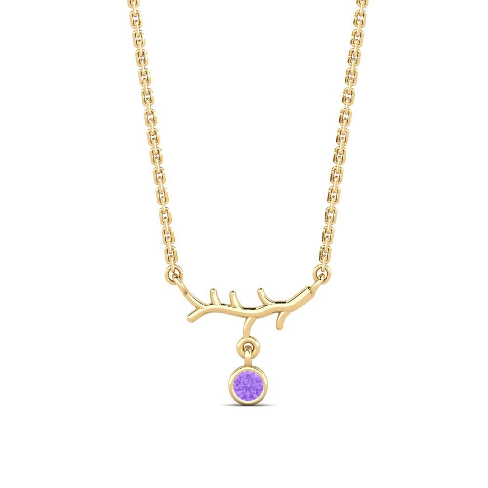 14k Oro Amarillo Amatista Collar de Mujer Sizzies