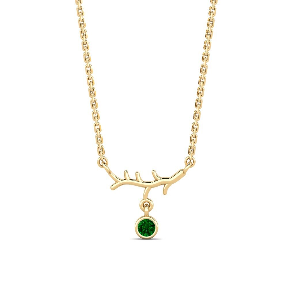 9k Oro Amarillo Circonita Verde Collar de Mujer Sizzies