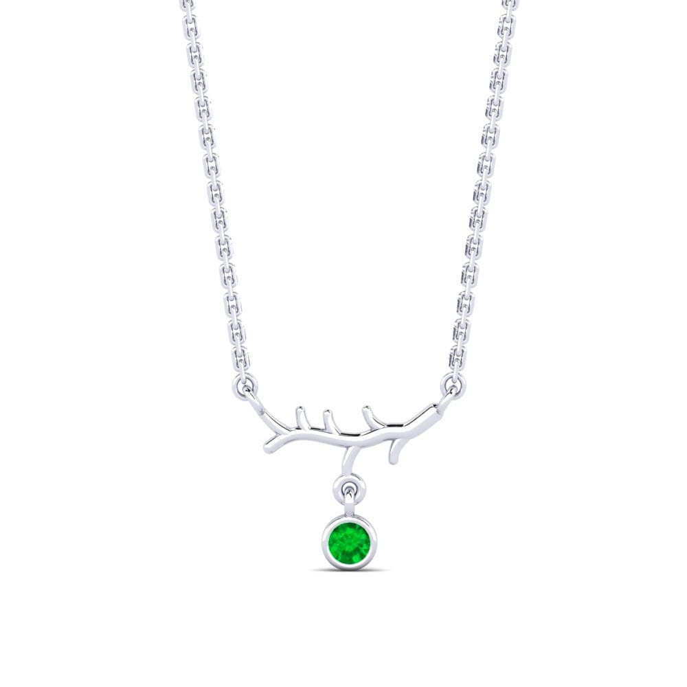 14k Oro Blanco Esmeralda Collar de Mujer Sizzies