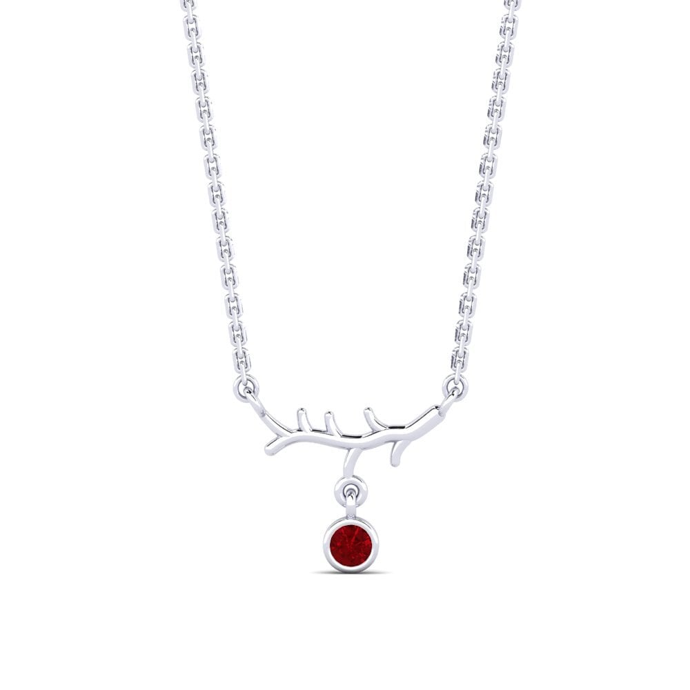 Platino 950 Circonita Roja Collar de Mujer Sizzies