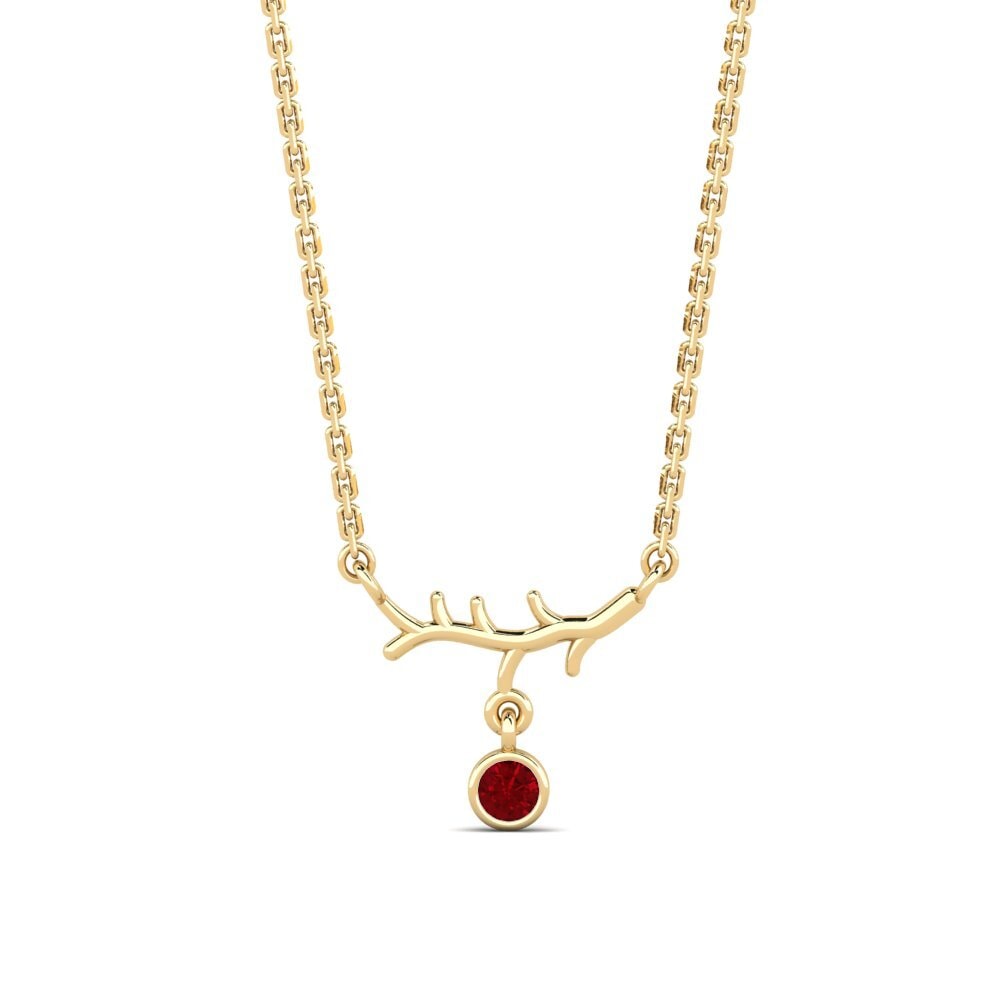 9k Oro Amarillo Circonita Roja Collar de Mujer Sizzies