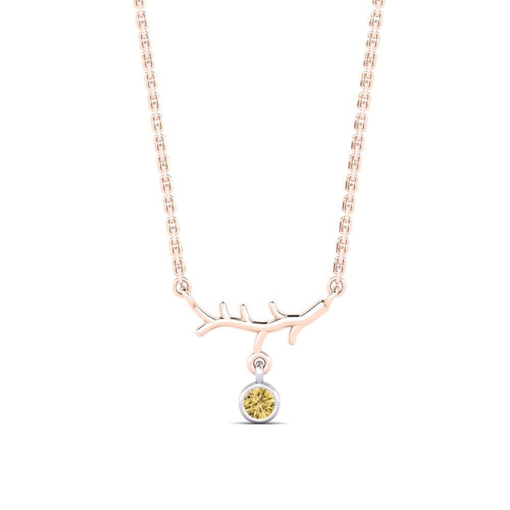 9k Oro Rosa & Blanco Diamante Amarillo Collar de Mujer Sizzies