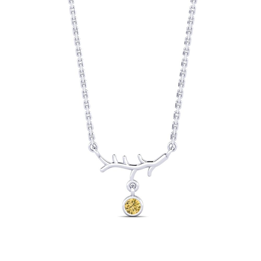 Paladio 950 Diamante Amarillo Collar de Mujer Sizzies