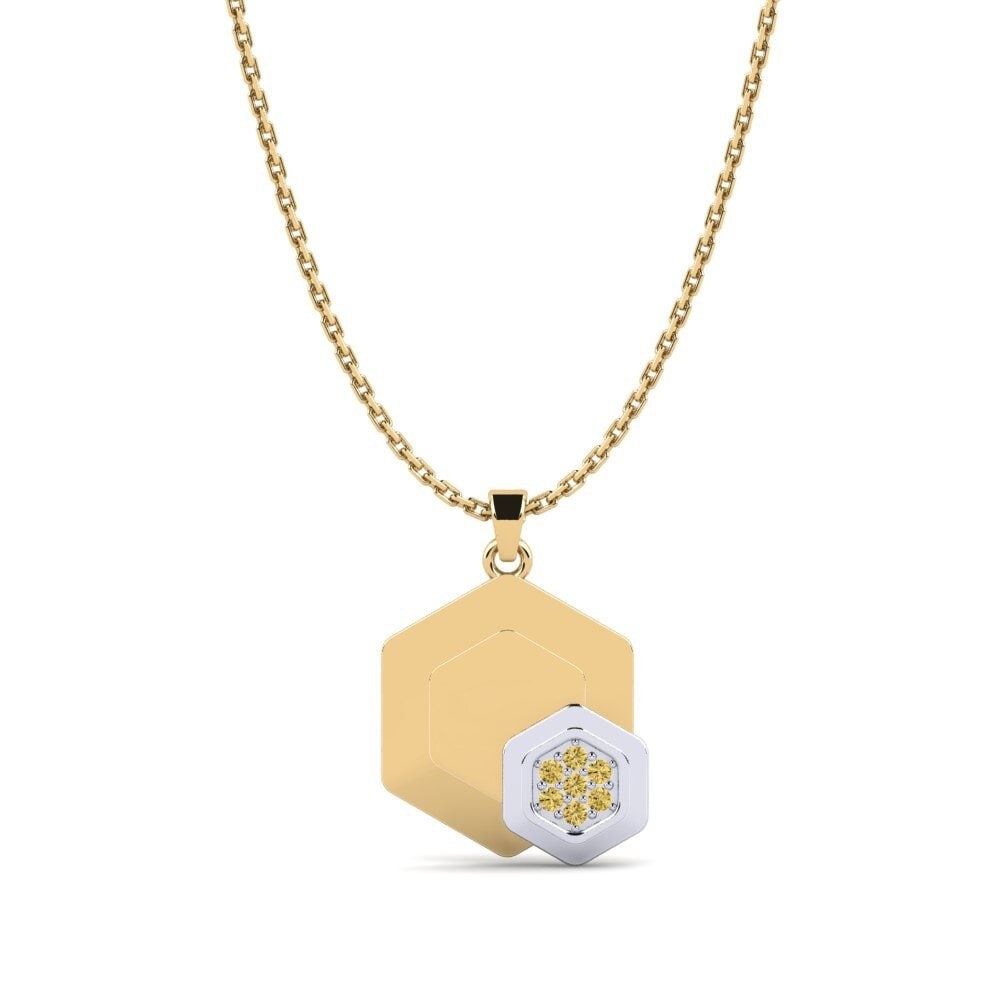 9k Oro Amarillo & Blanco Diamante Amarillo Colgante de Mujer Slank