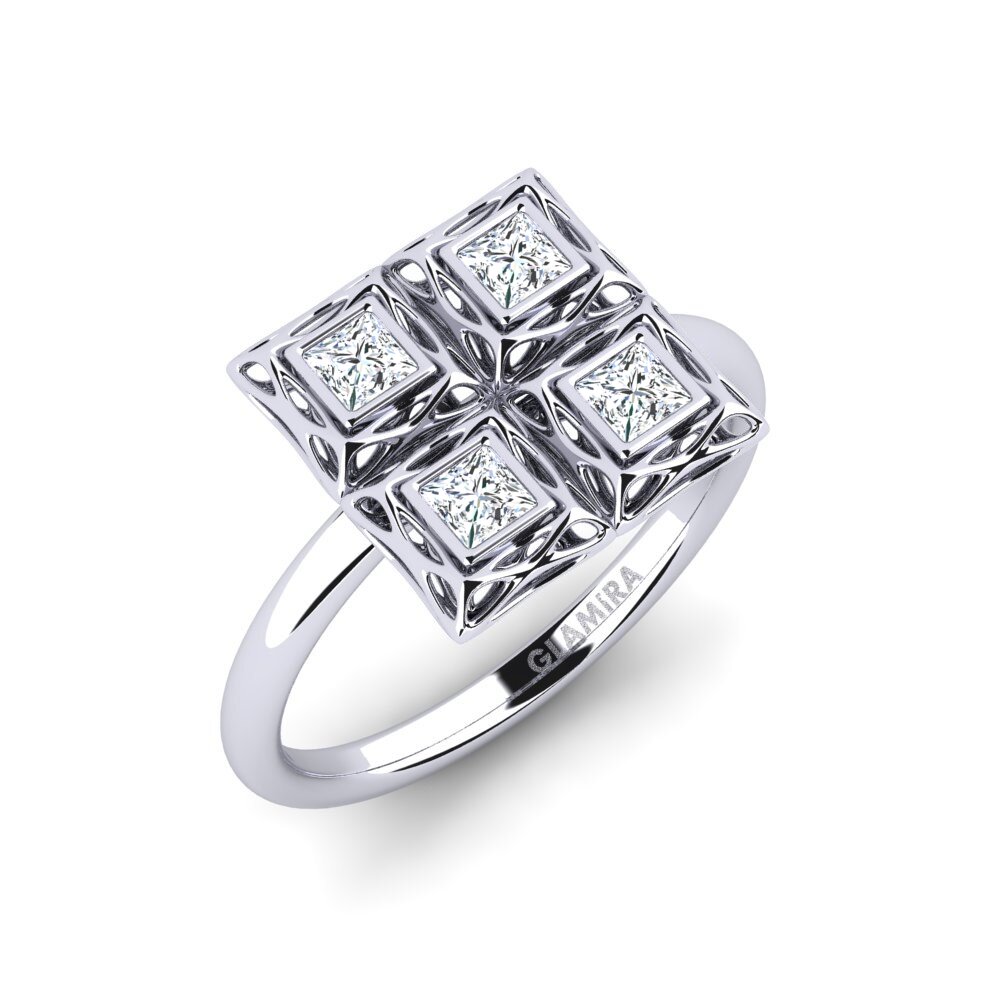 14ct White Gold Ring Wit