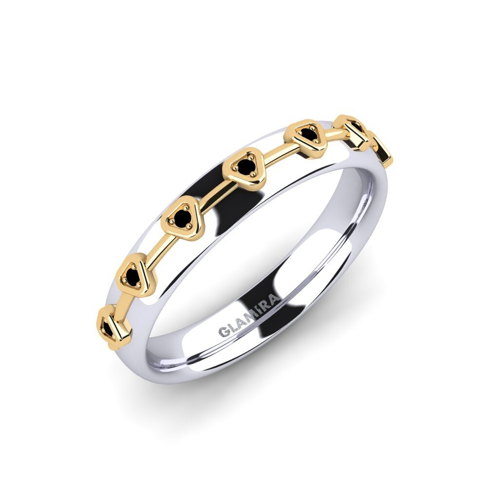Or Blanc & Jaune 14k Diamant Noir Bague Worra